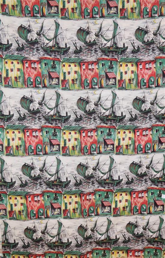 A length of 1960s printed furnishing fabric Scenes of Venice